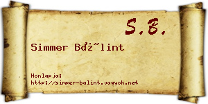 Simmer Bálint névjegykártya
